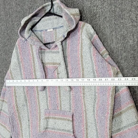 Artesanias Hoodie Womens Large Gray Pink Hooded Sweater Surfer Skater Drug Rug - Picture 5 of 9